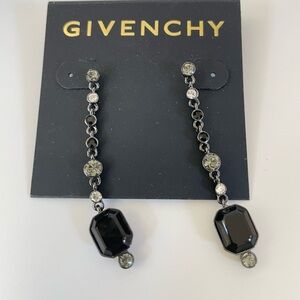 Givenchy Black and Silver Crystal Drop Earrings